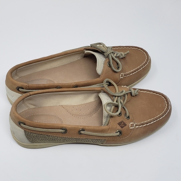 Sperry Topsiders Firefish Linen Oat Leather/Fabric Upper Boat Shoes Women's Sz 6 - Picture 5 of 9
